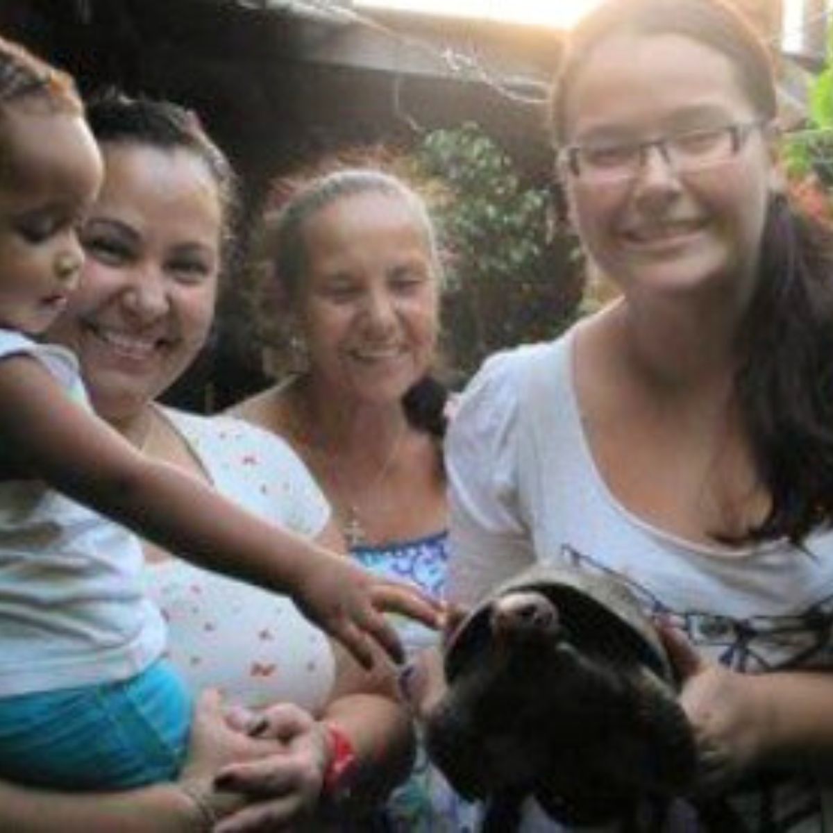 family with tortoise