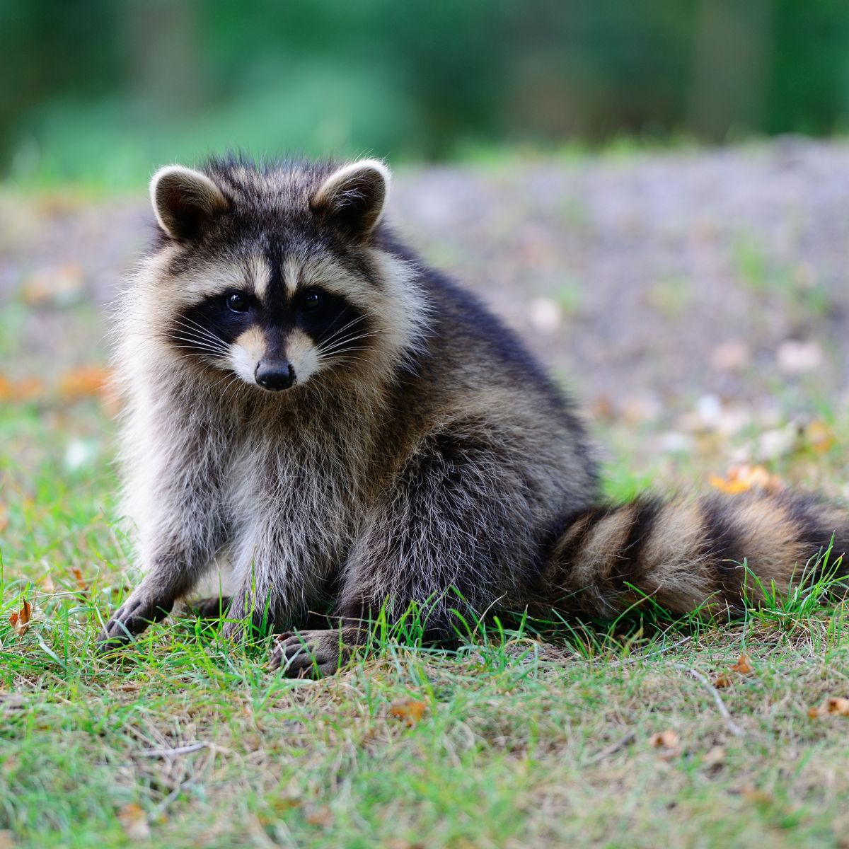 raccoon on grass