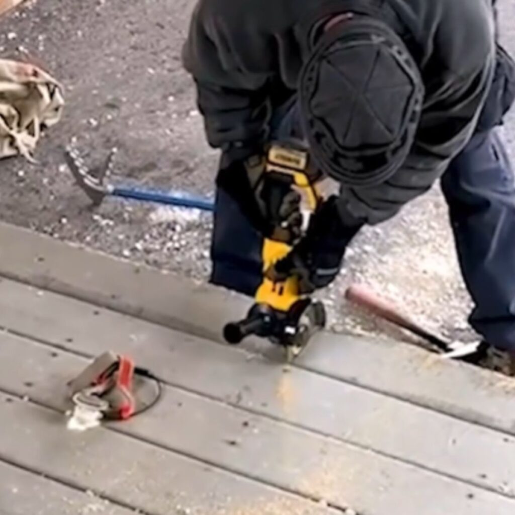 a man cuts a board