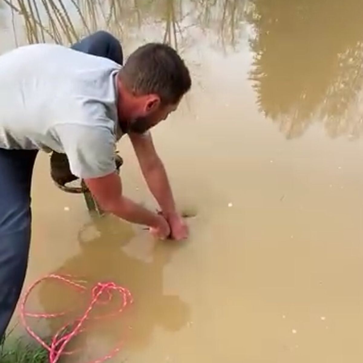 a man in water