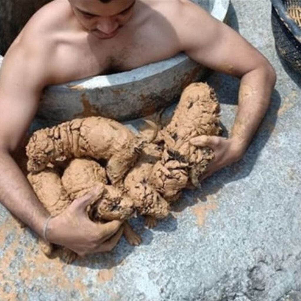 the man took out five moving balls from the well