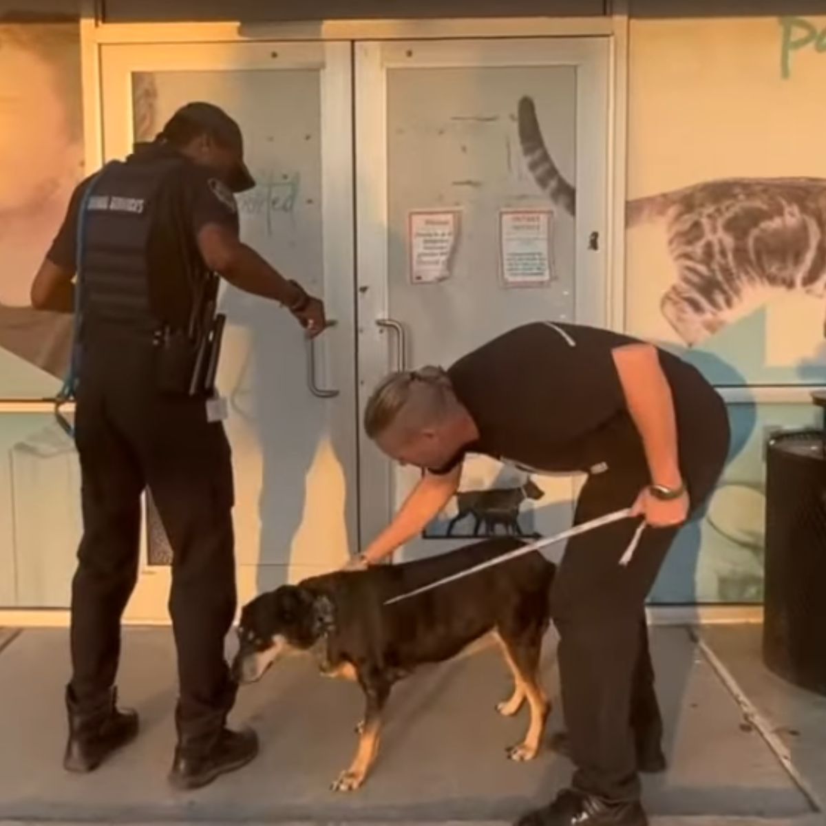 police officers with dog outdor