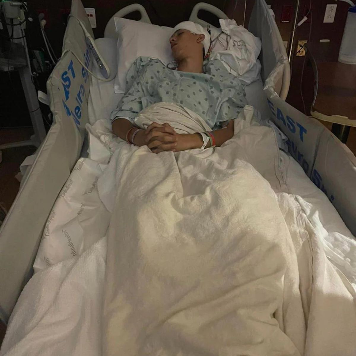 teen in hospital bed