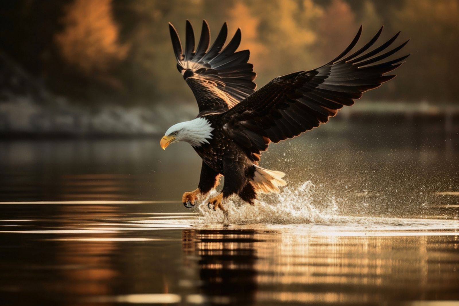 an eagle on water