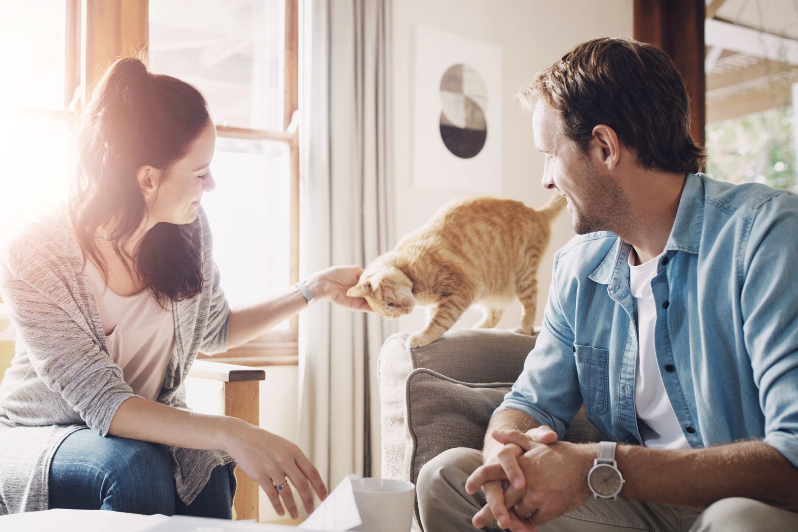 couple with a cat