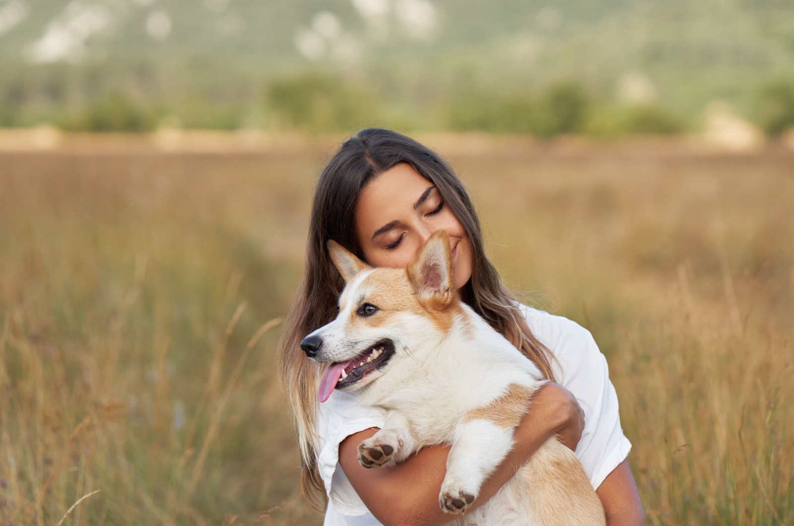 peaceful woman and a dog