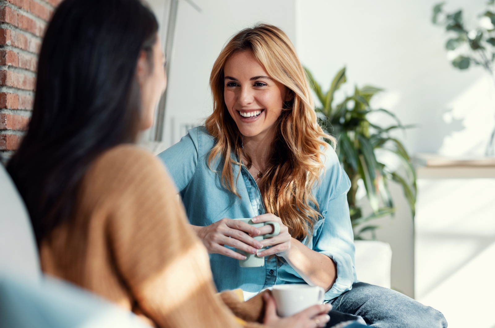 two women talking