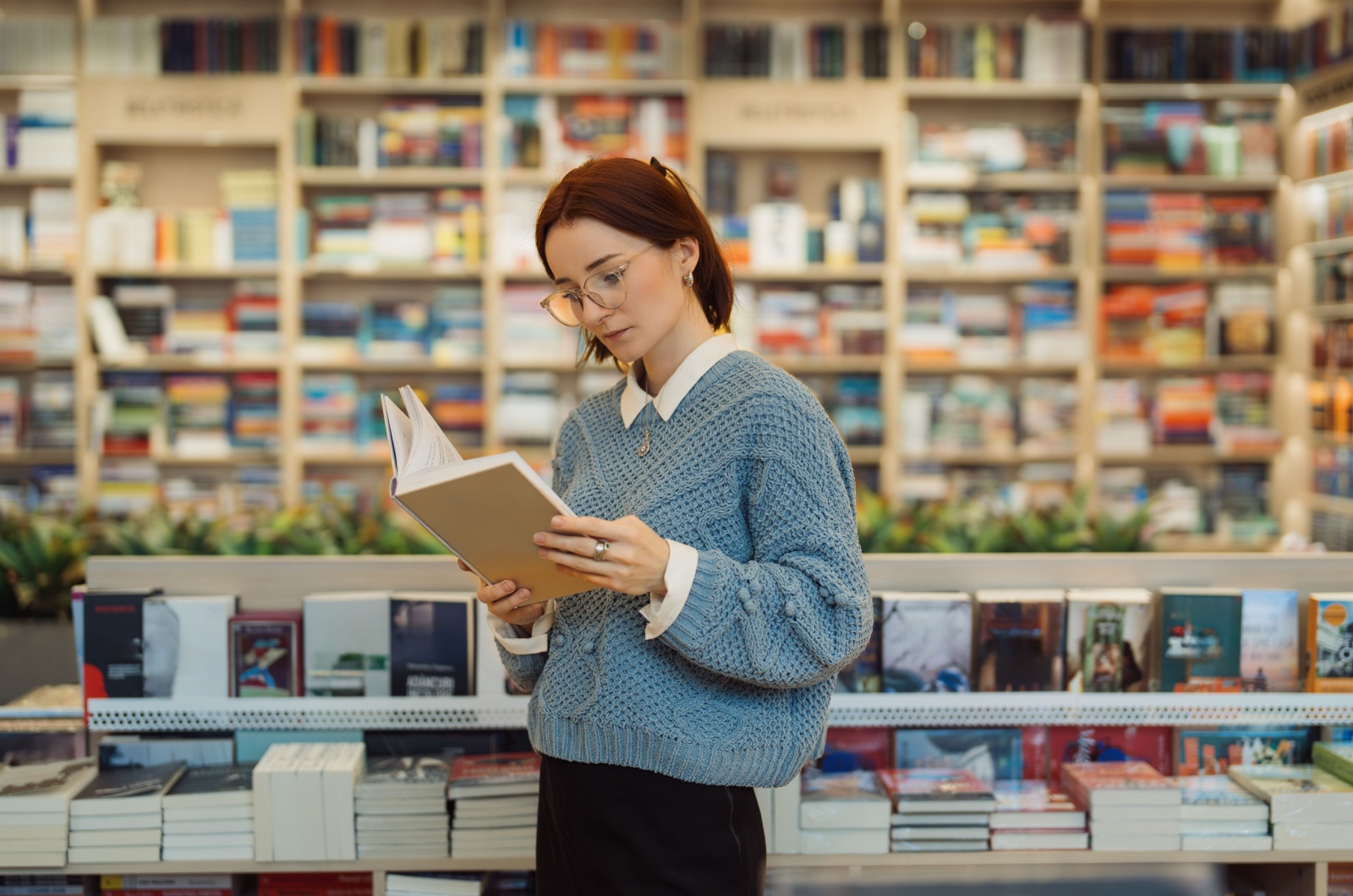 woman reading a book