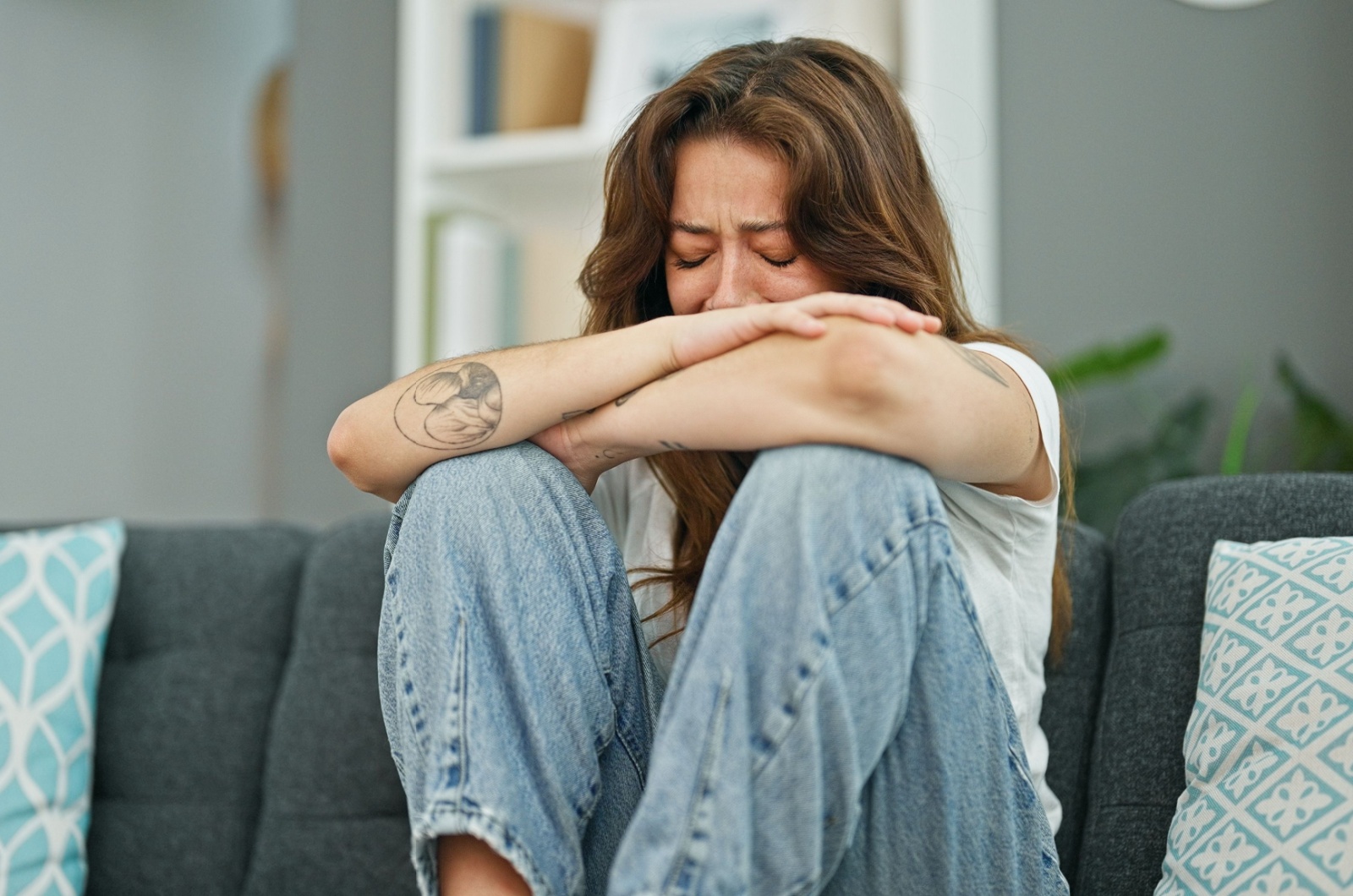 young woman crying