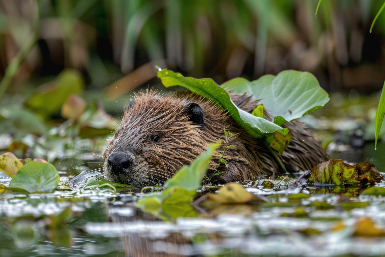 Beaver swimming