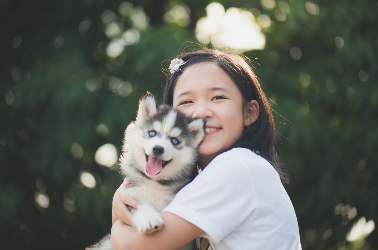 Kid and puppy