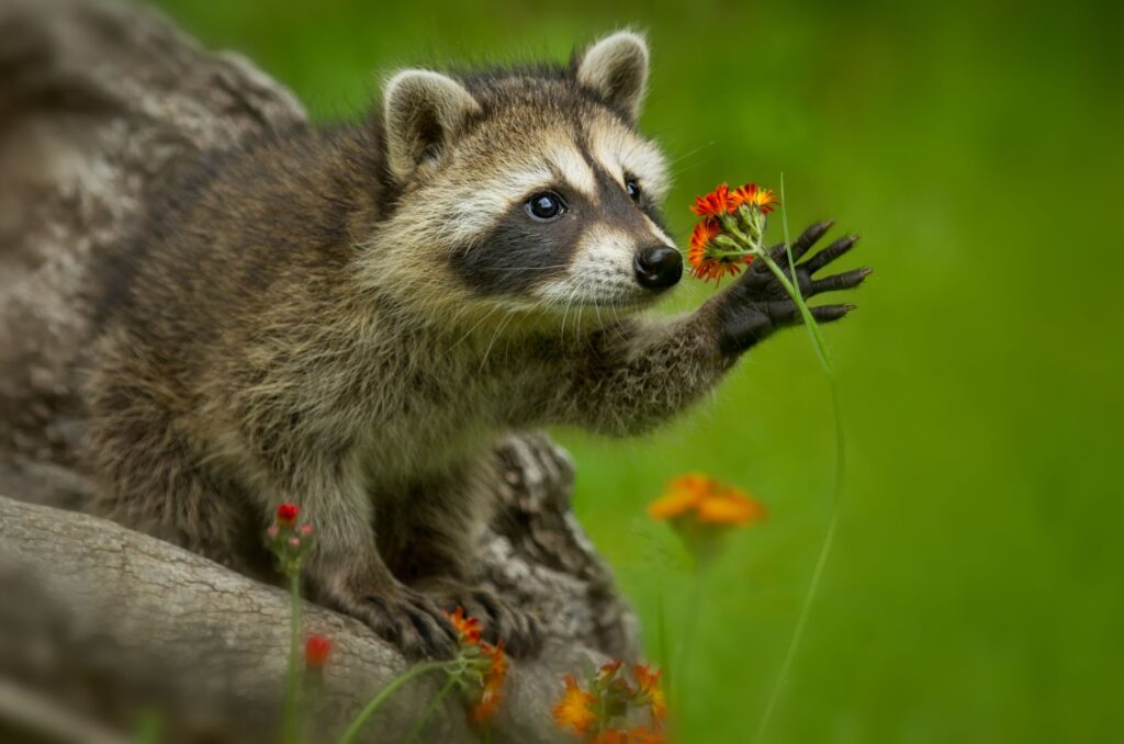 raccoon and flower