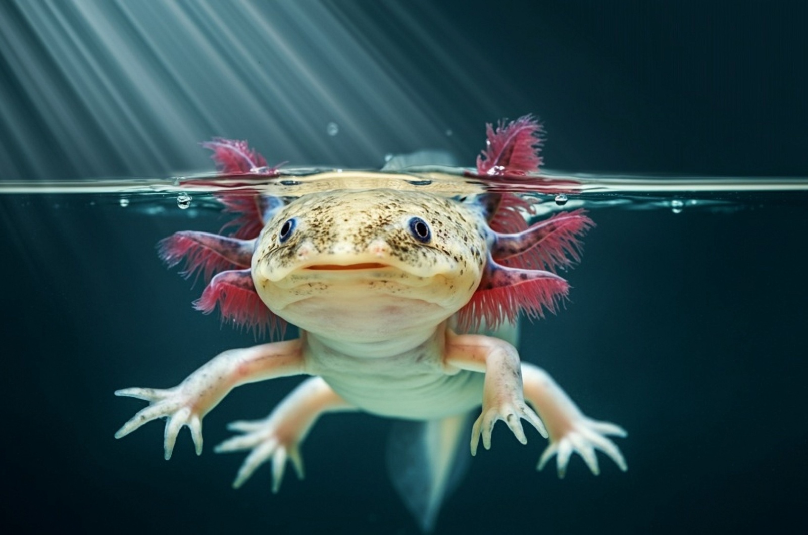 swimming axolotl