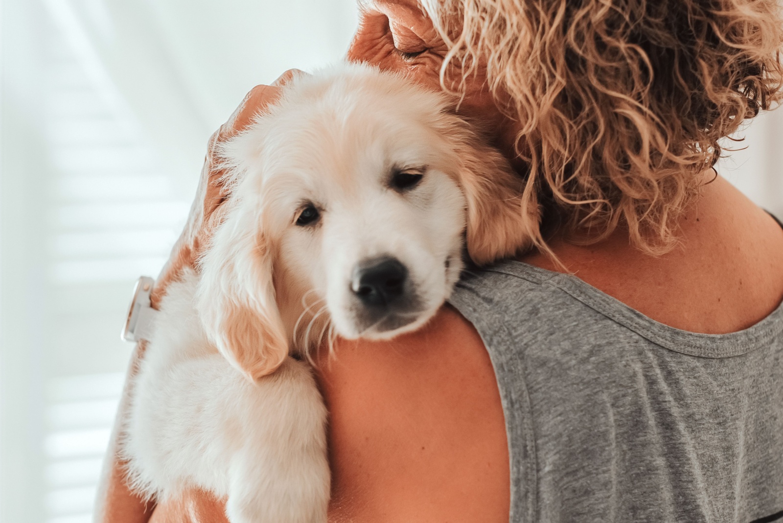 woman hugging a dog