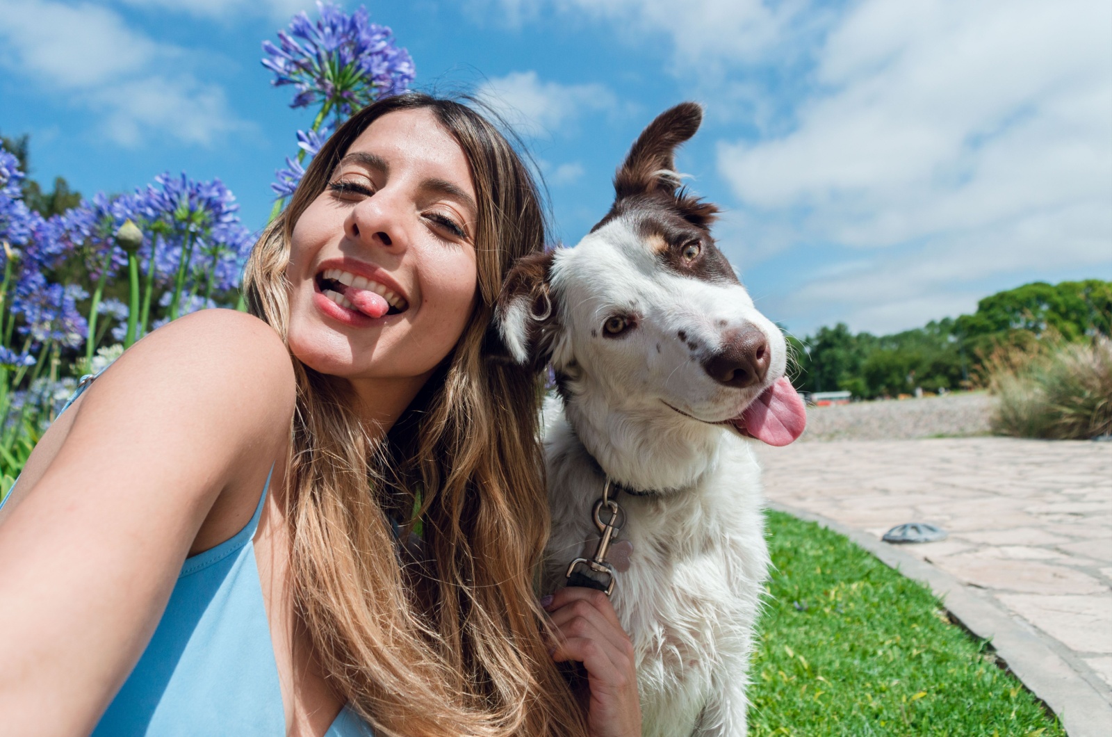 young lady and dog