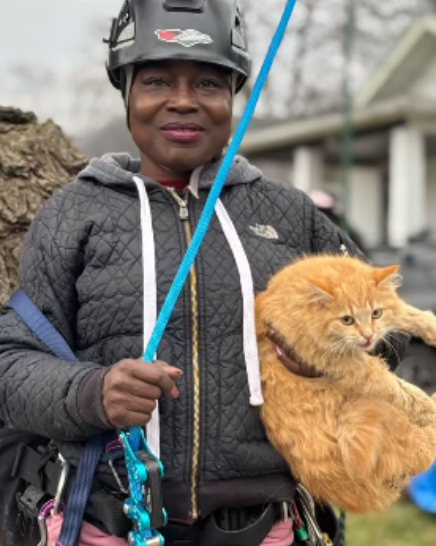 woman and ginger cat