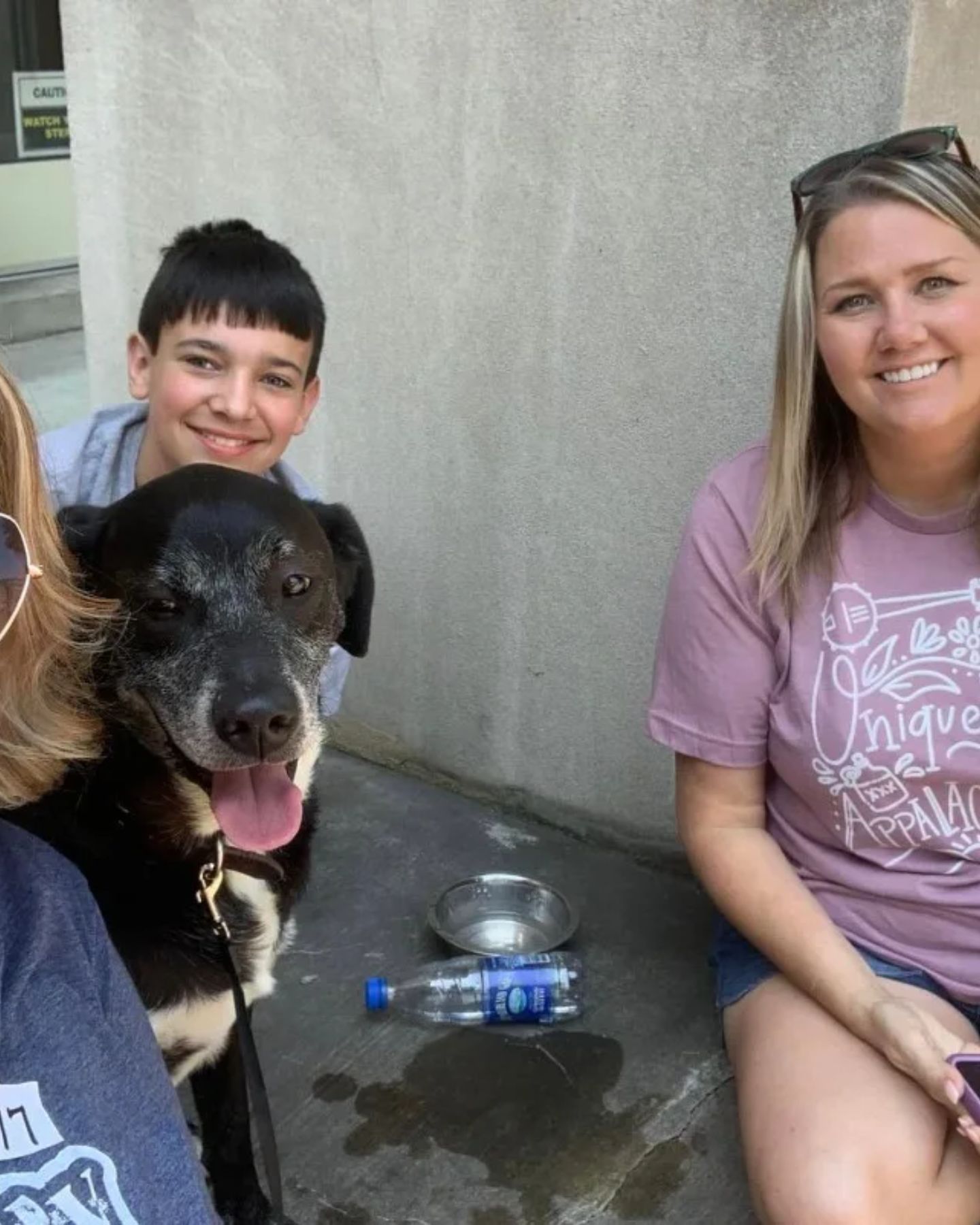 mother, kid and dog