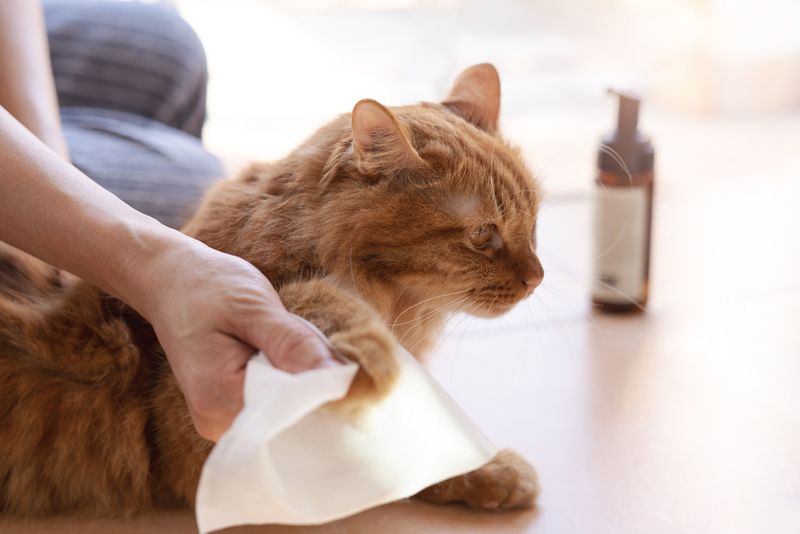 Use A Wet Cloth For Sensitive Cats