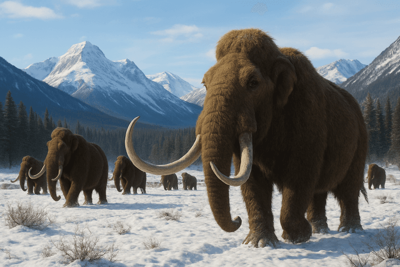 Woolly Mammoths Roaming Alaska